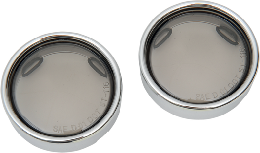 Drag Specialties Pair Chrome Bullet Smoked Trim Ring Lens Kit for Harley