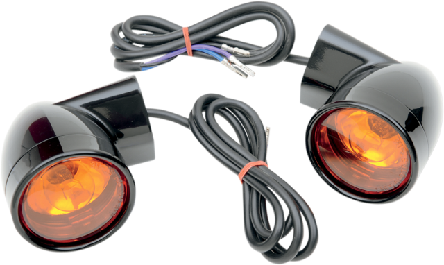 Drag Specialties Front Black Bullet Turn Signals 1999-2022 Harley Touring Models