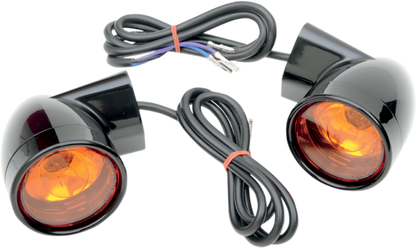 Drag Specialties Front Black Bullet Turn Signals 1999-2022 Harley Touring Models