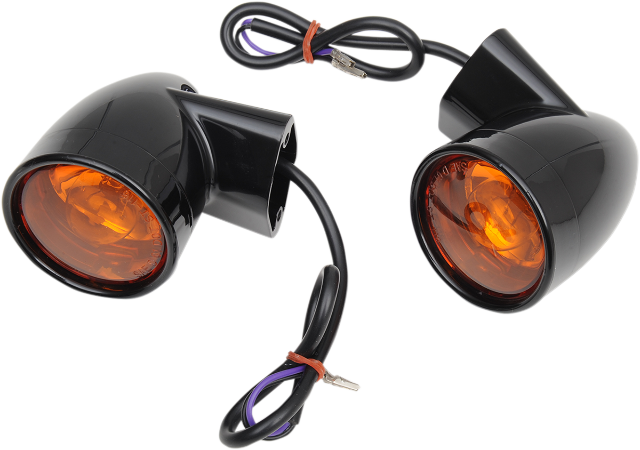 Drag Specialties Black Rear Bullet Turn Signal Kit 1984-2022 Harley Touring FLHT