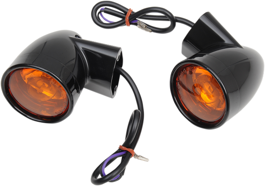 Drag Specialties Black Rear Bullet Turn Signal Kit 1984-2022 Harley Touring FLHT