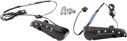 Covingtons Black Dimple Front LED Turn Signals 1915-2023 Harley Touring FLTRU