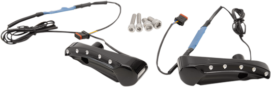 Covingtons Black Dimple Front LED Turn Signals 1915-2023 Harley Touring FLTRU