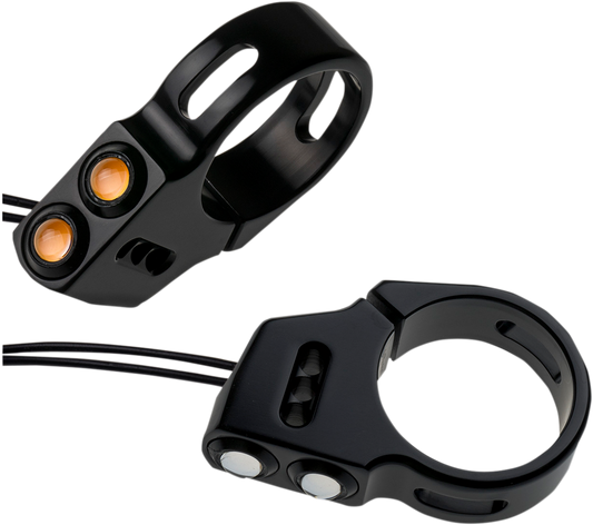 Joker Machine Black 49mm Front Fork Amber LED Turn Signals for Harley Davidson