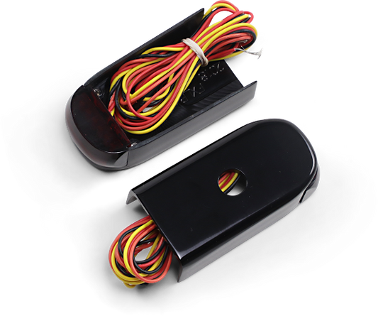 Alloy Art Black Red Lens LED Rear Fender Strut Lights 18-20 Harley FXLR FXLRS