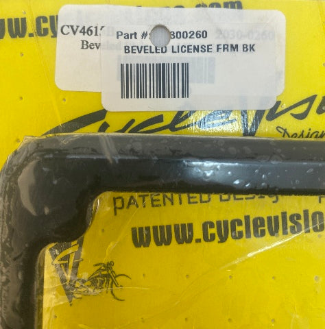 Cycle Visions Black License Plate Frame With Blind Holes & Hardware for Harley