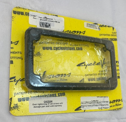 Cycle Visions Black License Plate Frame With Blind Holes & Hardware for Harley