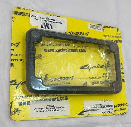 Cycle Visions Black License Plate Frame With Blind Holes & Hardware for Harley
