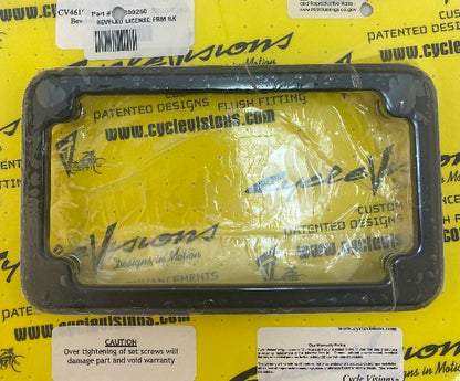 Cycle Visions Black License Plate Frame With Blind Holes & Hardware for Harley