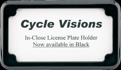 Cycle Visions Black License Plate Frame With Blind Holes & Hardware for Harley