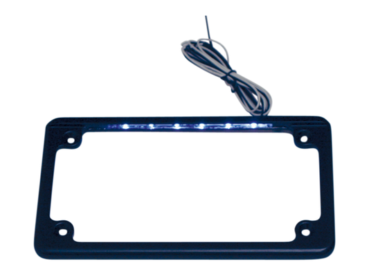Custom Dynamics Black 4 x 7 flat LED License Plate Frame for Harley Touring Dyna