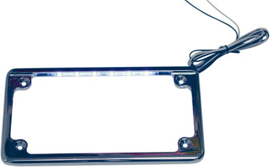 Custom Dynamics Chrome 4 x 7 Flat LED Lighted License Plate Frame Harley Models