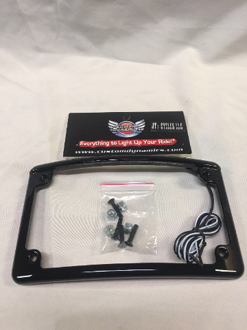 Custom Dynamics 4x7 Curved LED Motorcycle License Plate Frame for Harley Models