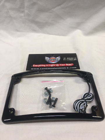 Custom Dynamics 4x7 Curved LED Motorcycle License Plate Frame for Harley Models