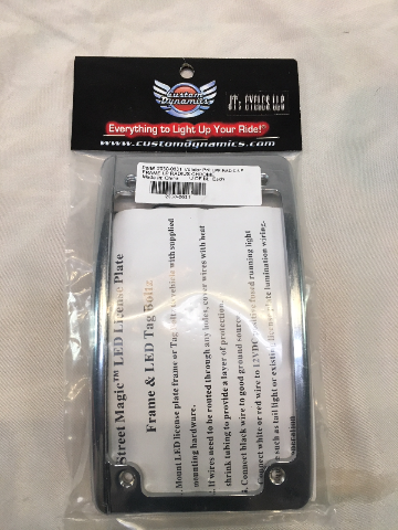 Custom Dynamics Chrome 4x7 Curved LED Motorcycle License Plate Frame for Harley