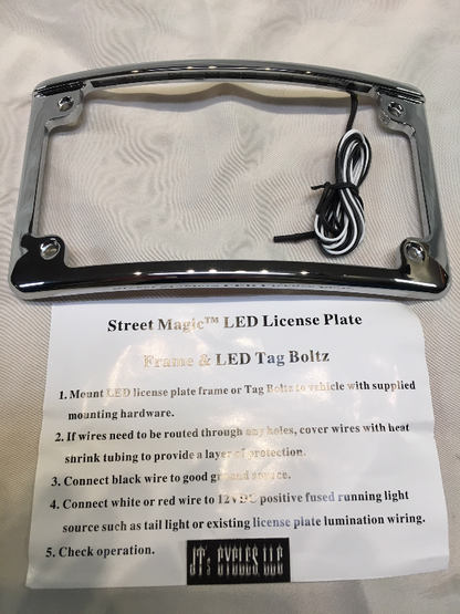 Custom Dynamics Chrome 4x7 Curved LED Motorcycle License Plate Frame for Harley