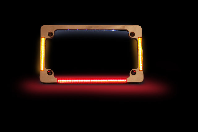 Custom Dynamics Flat Brake Light Turn Signal License Plate Black Frame