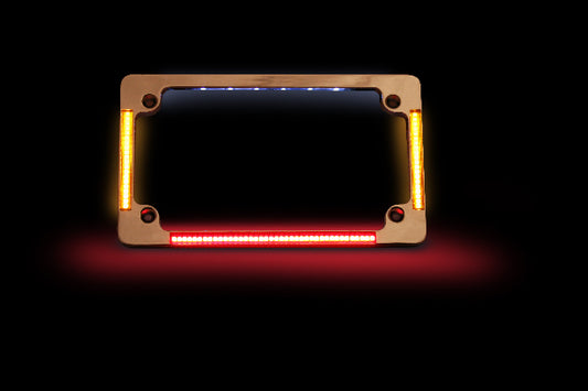 Custom Dynamics Flat Brake Light Turn Signal License Plate Black Frame