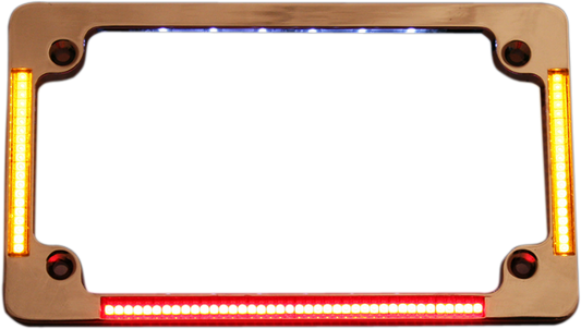 Custom Dynamics Chrome Flat License Plate Frame LED Light Turn Signal for Harley