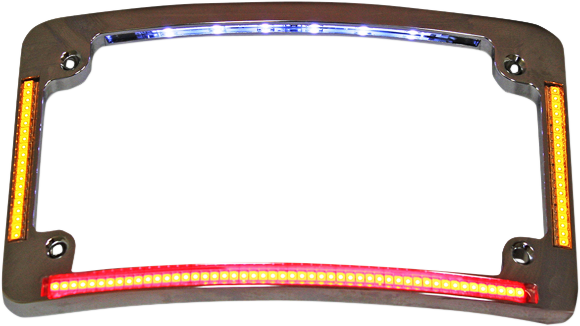 Custom Dynamics Chrome Radius License Plate Frame LED Turn Signal for Harley FXD