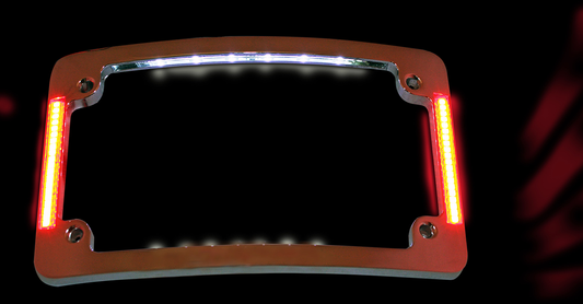 Custom Dynamics Chrome Radius Run Brake Turn License Plate Frame for Harley