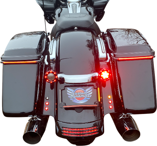 Custom Dynamics Black LED Radius License Plate Frame 2014-2023 Harley Touring