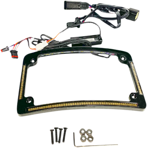 Custom Dynamics Black LED Radius License Plate Frame 2014-2023 Harley Touring