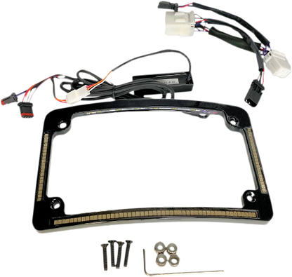 Custom Dynamics Black LED License Plate Frame for 1996-2013 Harley Davidson