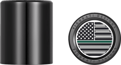 Figurati Green Line USA Flag Short Magnetic Docking Hardware Covers for Harley