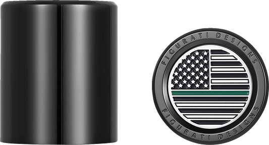 Figurati Green Line USA Flag Short Magnetic Docking Hardware Covers for Harley
