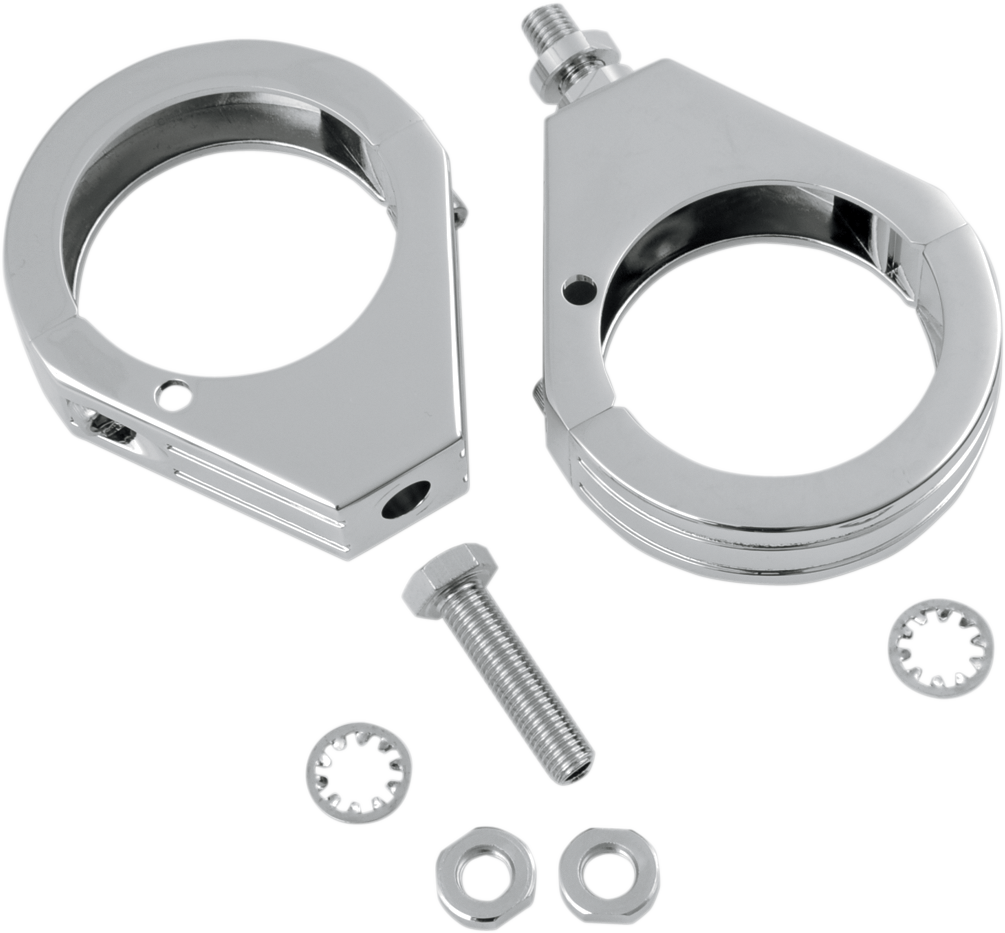 Drag Specialties Chrome Pair Front 49mm Turn Signal Fork Clamps Harley Davidson