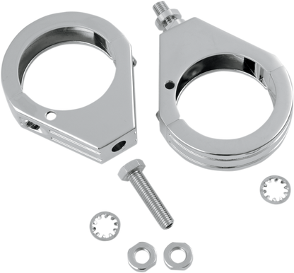 Drag Specialties Chrome Pair Front 49mm Turn Signal Fork Clamps Harley Davidson