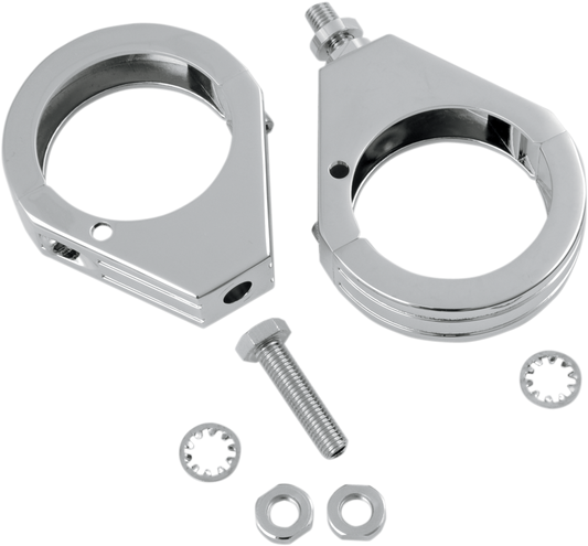 Drag Specialties Chrome Pair Front 49mm Turn Signal Fork Clamps Harley Davidson