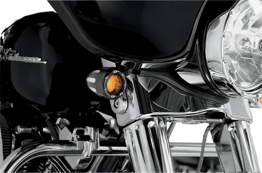 Arlen Ness Black Deep Cut Bullet Amber LED Fire Ring Turn Signal Harley Davidson