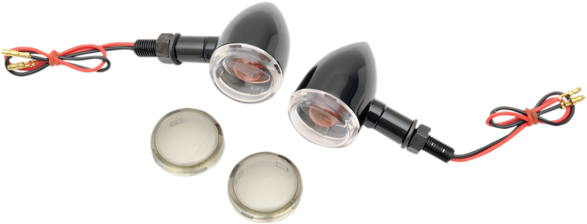 Drag Specialties Black Gloss Bullet Style Mini Deuce Marker Lights fits Harley