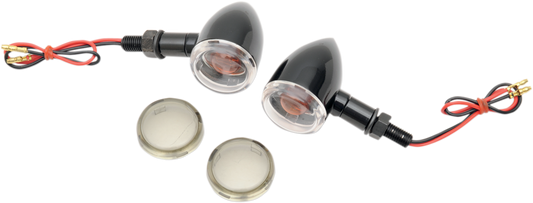Drag Specialties Black Gloss Bullet Style Mini Deuce Marker Lights fits Harley