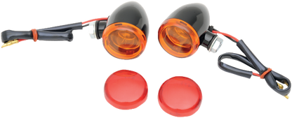 Drag Specialties Black Gloss Bullet Style Mini Deuce Amber Marker Lights Harley