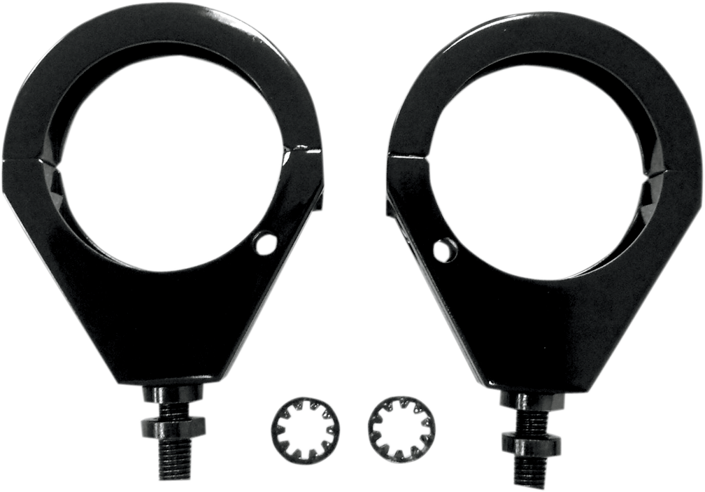 Drag Specialties Pair Black 49mm Front Fork Turn Signal Clamps for Harley