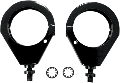 Drag Specialties Pair Black 39mm Front Fork Turn Signal Clamps Harley Davidson