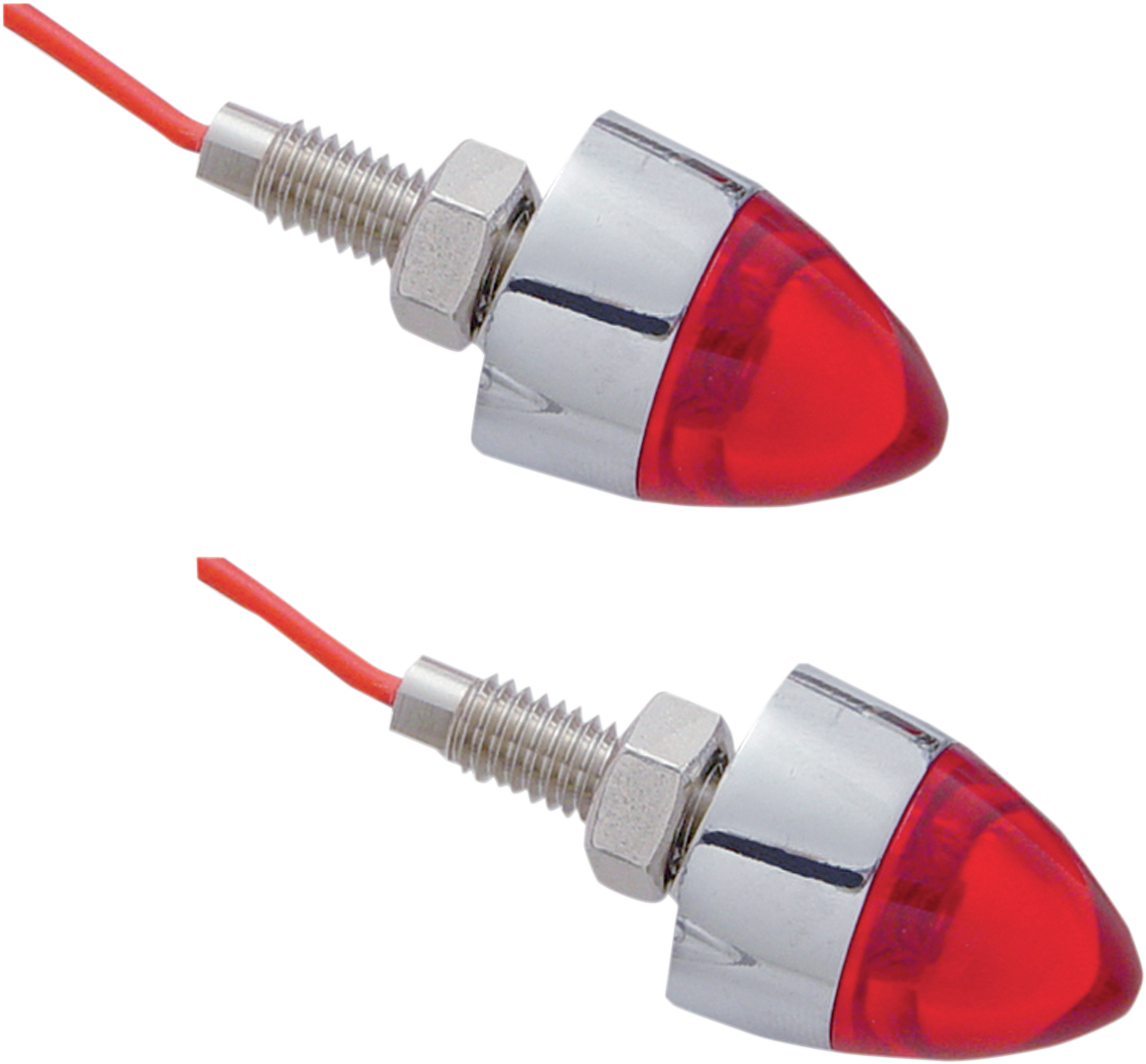 Pro One Chrome White LED Bullet Mini Red Lens License Plate Mount Bolts Harley