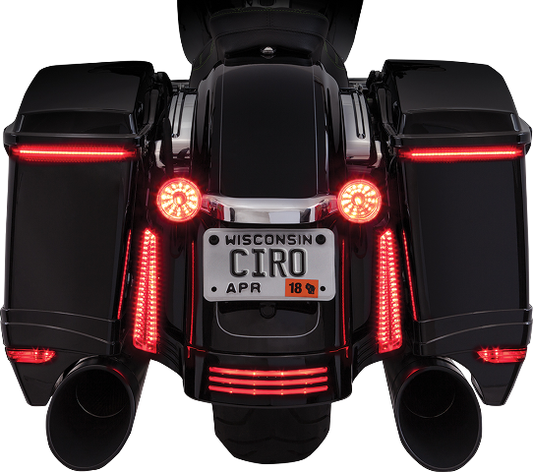 Ciro Amber Red LED Run Brake Turn Saddlebag Lid Lights 14-17 Harley Touring FLHX