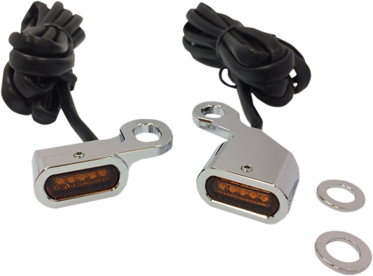 Drag Specialties Chrome LED Handlebar Marker Lights for 04-19 Harley Dyna FLSTN