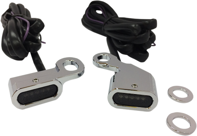 Drag Specialties Chrome LED Handlebar Marker Lights for 96-17 Harley Dyna Softail