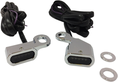 Drag Specialties Chrome LED Handlebar Marker Lights for 96-17 Harley Dyna Softail