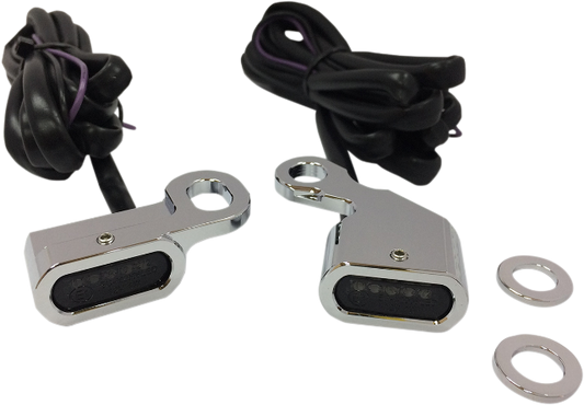 Drag Specialties Chrome LED Handlebar Marker Lights for 96-17 Harley Dyna Softail