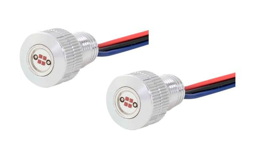 Paul Yaffe Pair Silver White Amber LED Flush Mount Lighting Bolt Light Harley