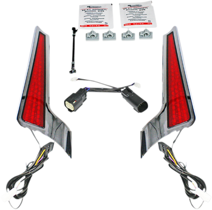 Custom Dynamics Chrome Red Lens LED Fascia Panel Lights 2014-2024 Harley Touring