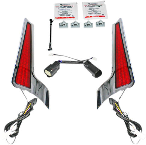 Custom Dynamics Chrome Red Lens LED Fascia Panel Lights 2014-2024 Harley Touring