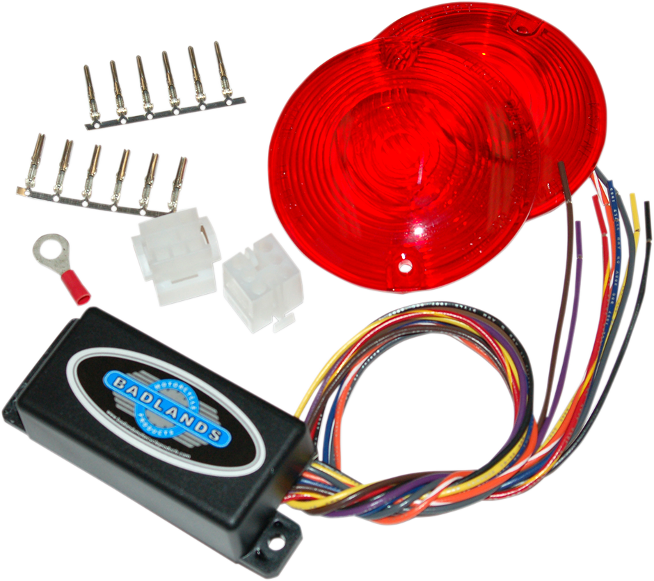 Badlands 6 Pin Plug In Turn Signal Module Red Lenses 1986-1996 Harley Touring