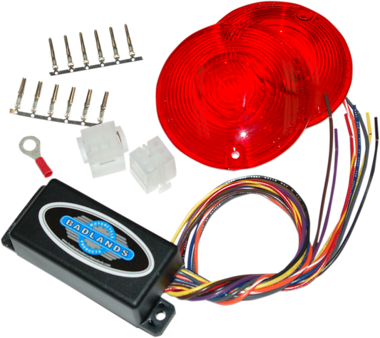 Badlands 6 Pin Plug In Turn Signal Module Red Lenses 1986-1996 Harley Touring